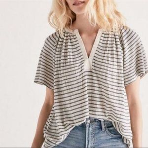 LUCKY BRAND cream & white striped sweater top